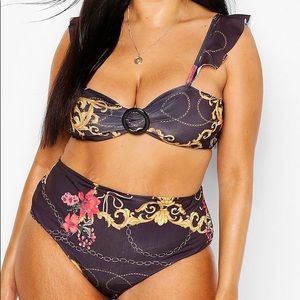 Boohoo Plus Chain Print High Waist Bikini sz 22